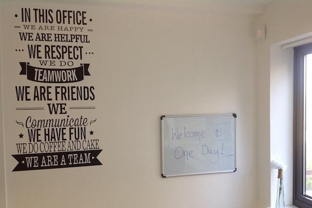 One Day office team wall